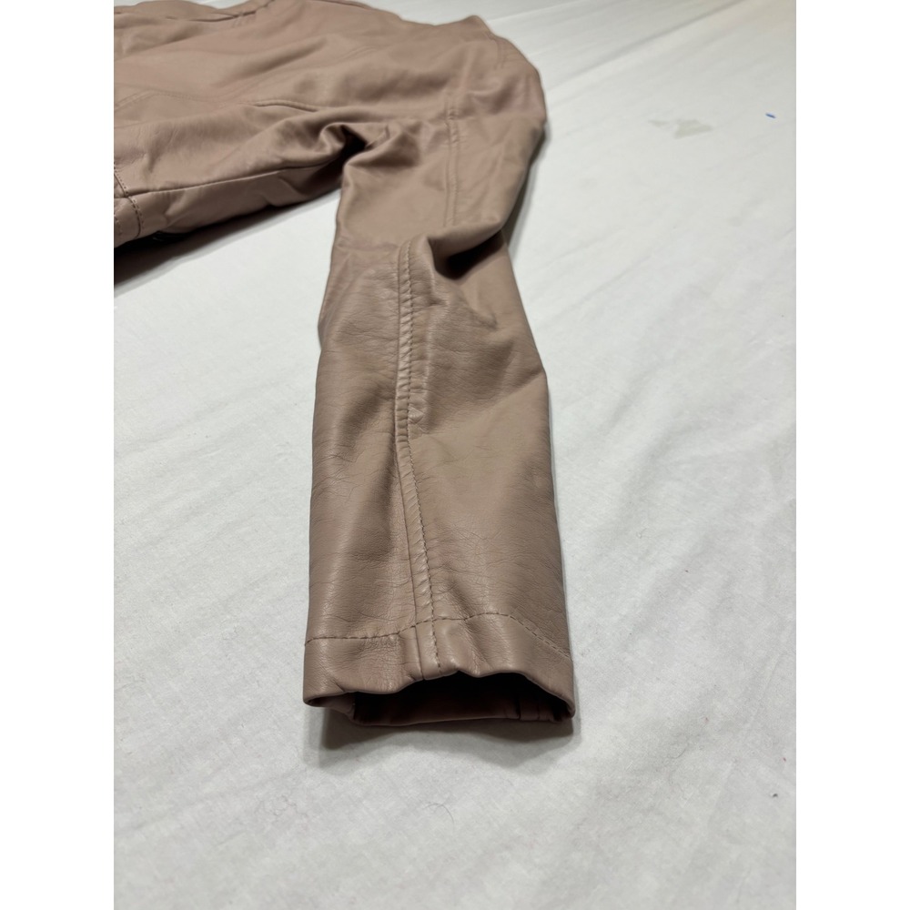 G by Giuliana Pink Faux Leather Moto Jacket Asymmetrical Zip Mauve Womens Small - Picture 8 of 9